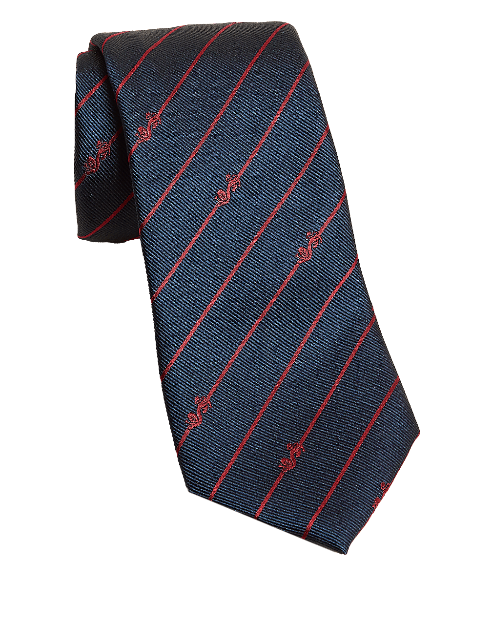 Three Lions Striped Pure Silk Tie