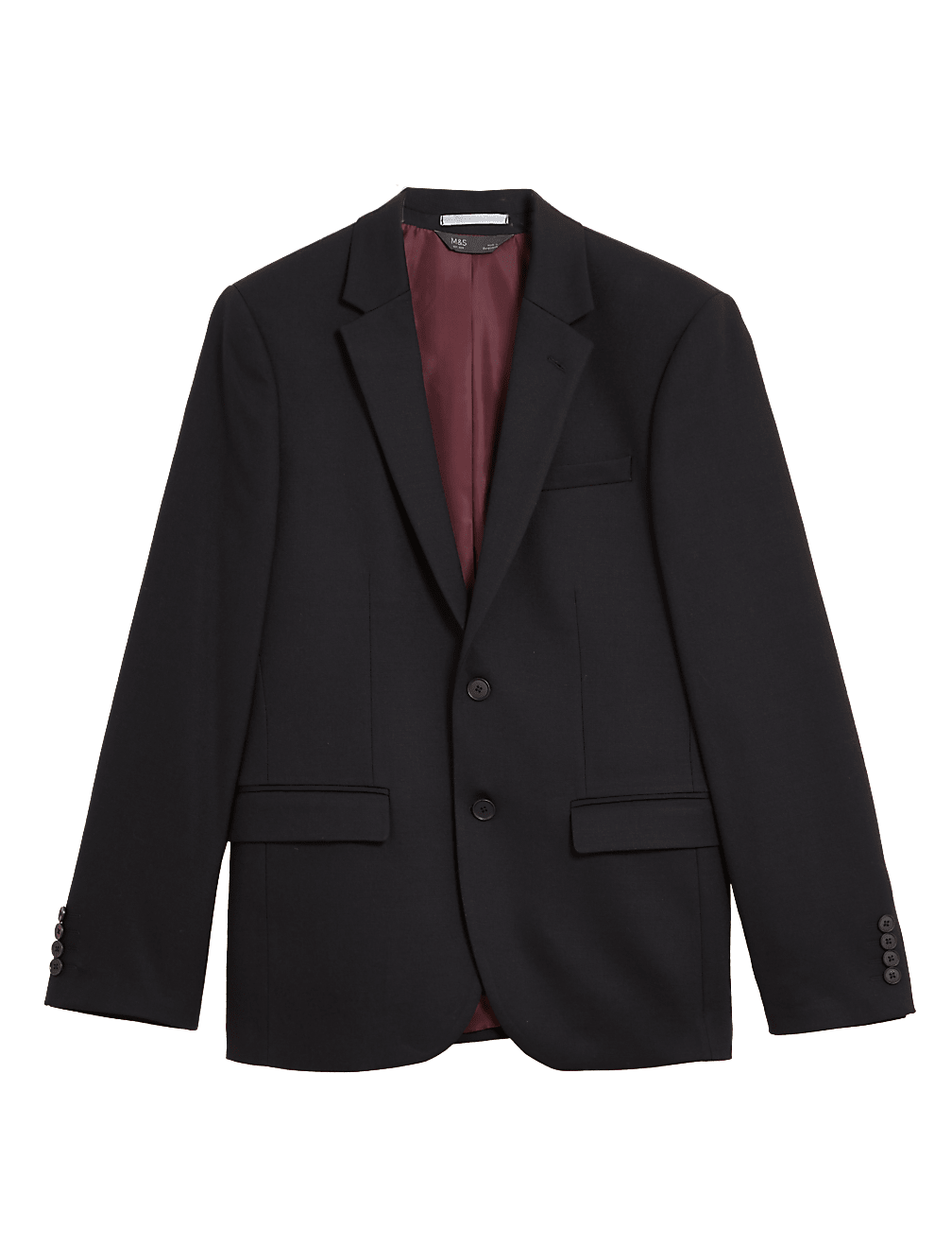 Black Slim Fit Wool Blend Textured Jacket