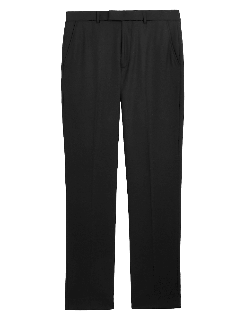 Black Slim Fit Wool Blend Textured Trousers