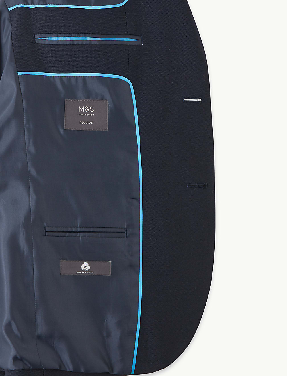Navy Regular Fit Wool Blend Jacket