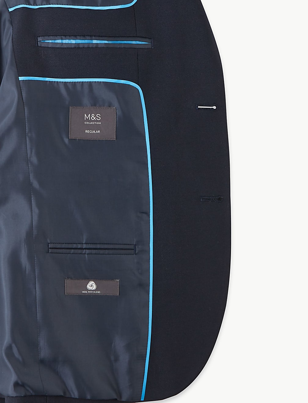 Navy Slim Fit Wool Blend Texture Suit Jacket