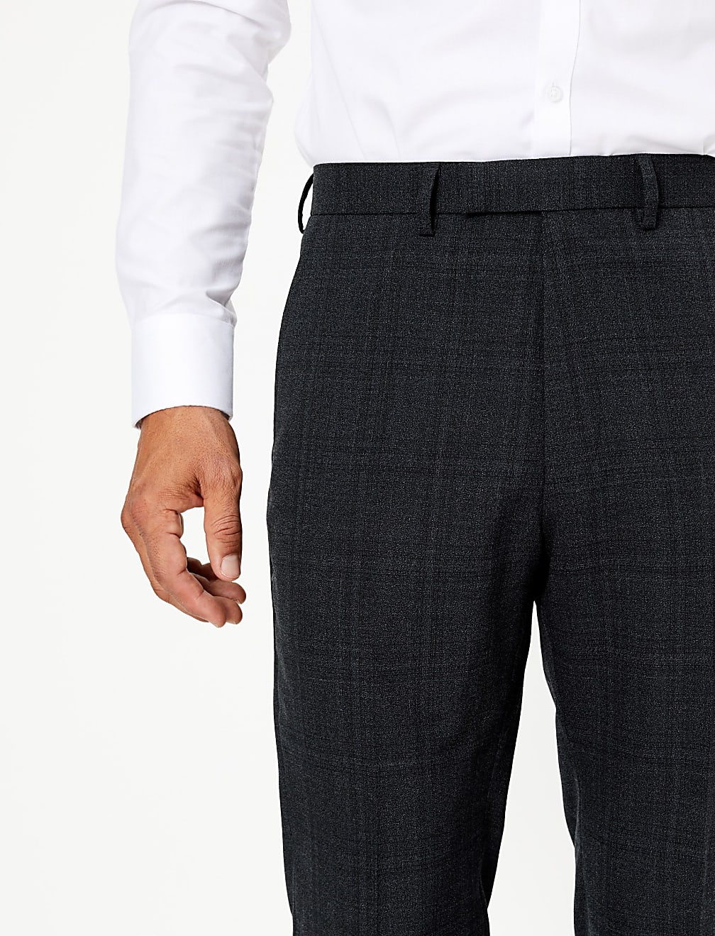 Blue Checked Regular Fit Suit Trousers