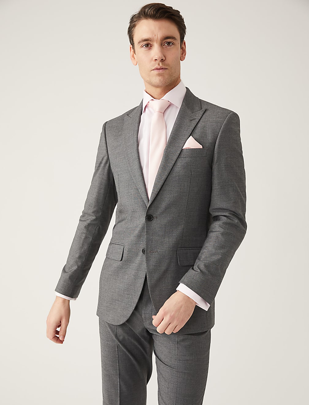 Slim Fit Sharkskin Suit Jacket with Stretch