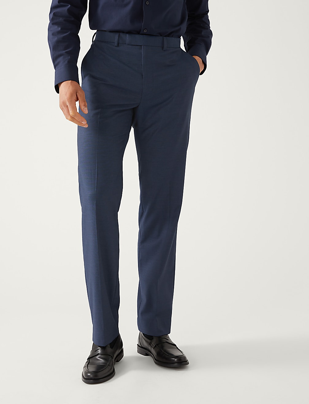 Regular Fit Sharkskin Stretch Suit Trousers