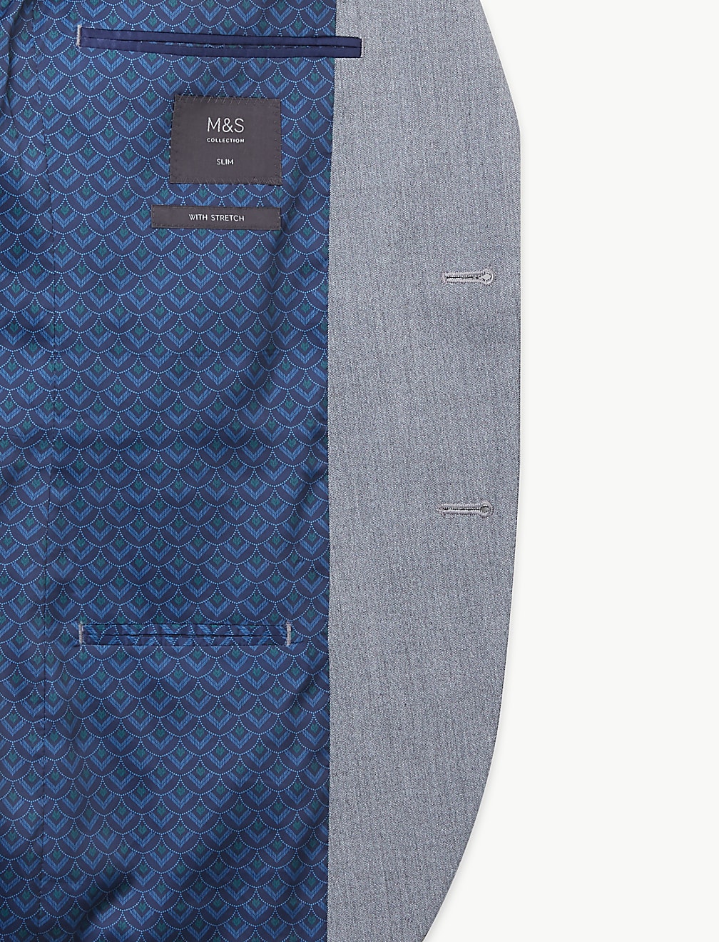 Grey Slim Fit Suit Jacket with Stretch