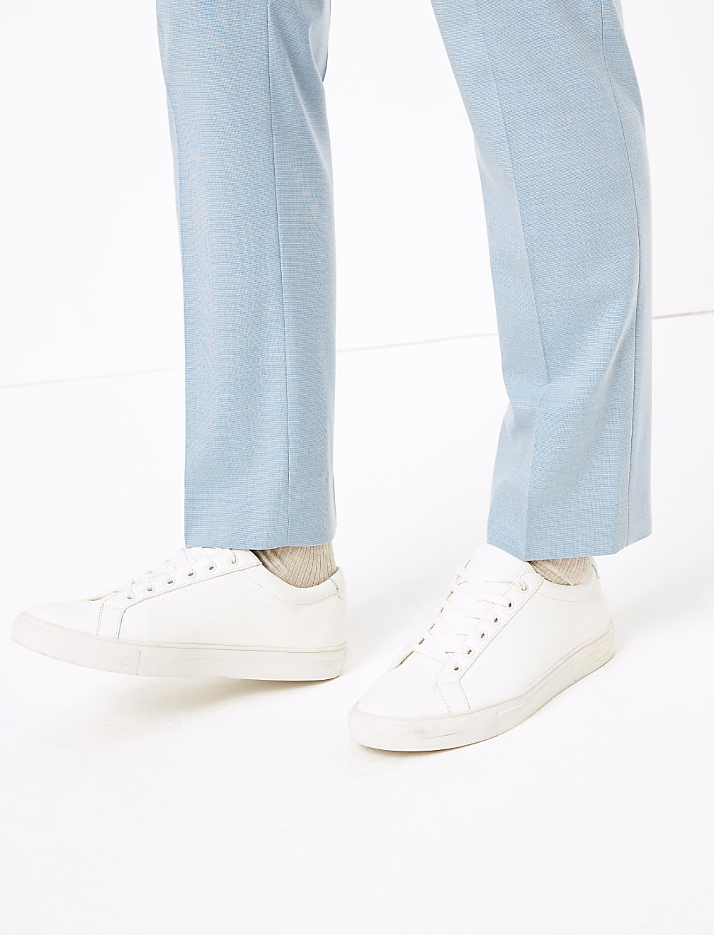 Pastel Tailored Fit Trousers with Stretch