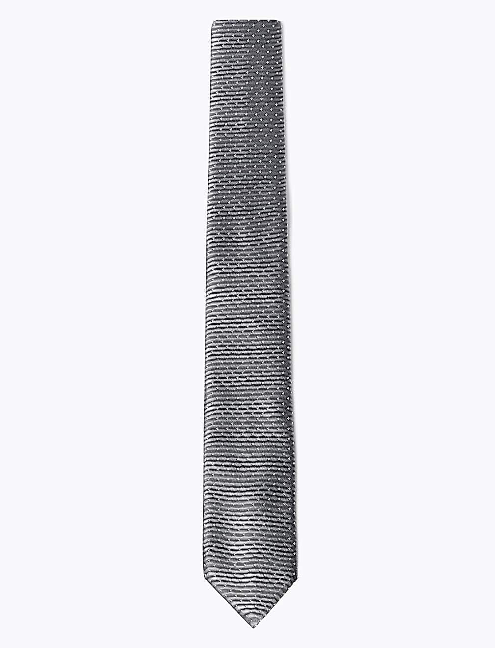 Skinny Woven Polka Dot Tie