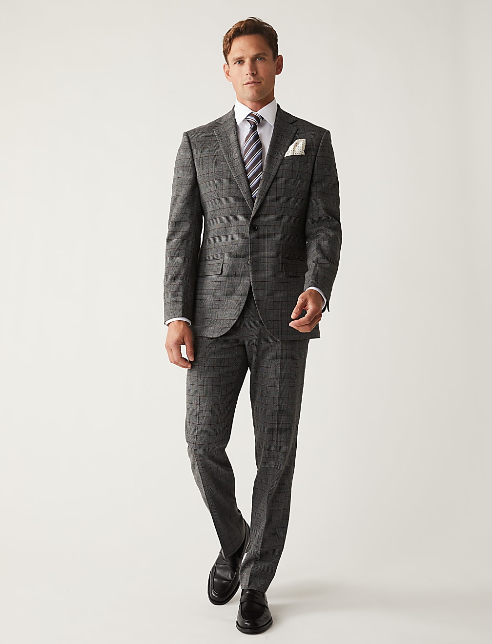 Regular Fit Check Stretch Suit Trousers