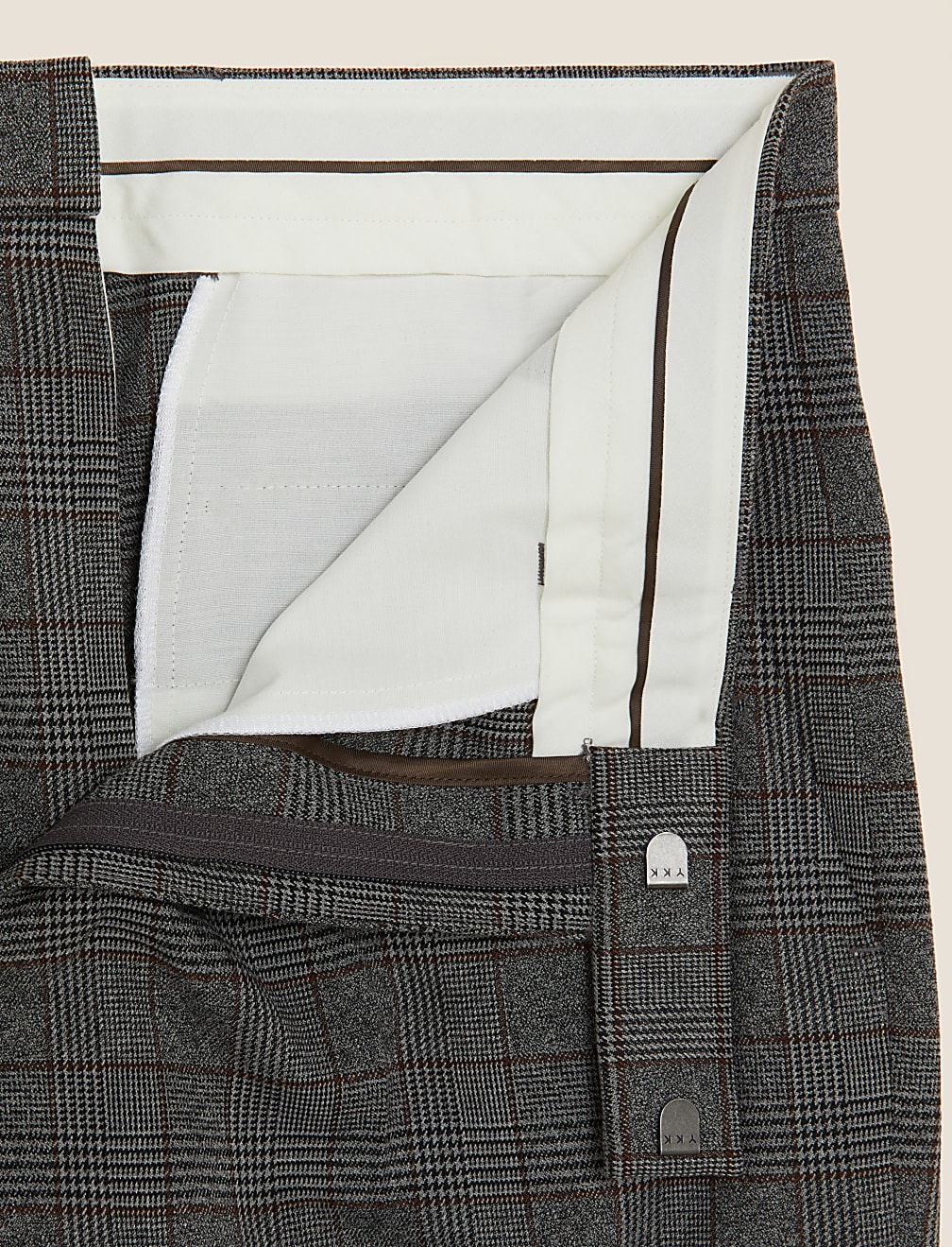 Regular Fit Check Stretch Suit Trousers