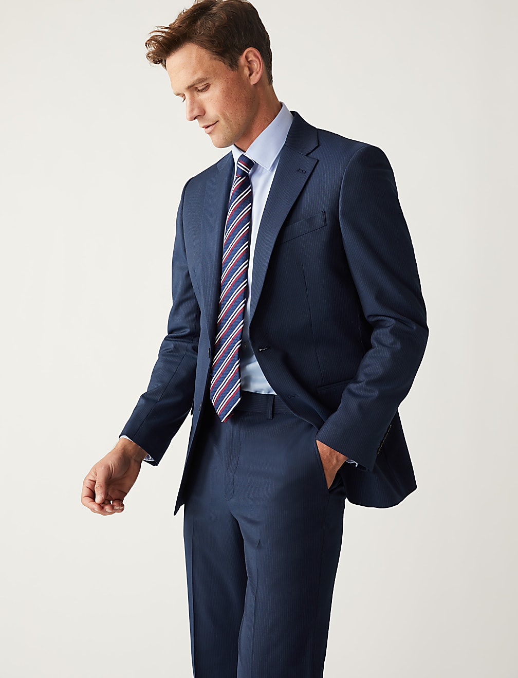 Regular Fit Pinstripe Stretch Suit Jacket