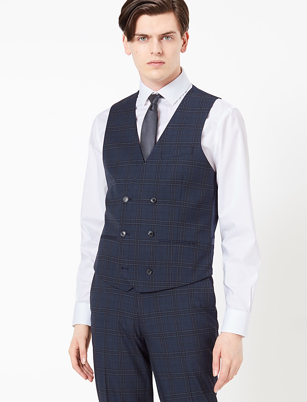 Slim Fit Checked Waistcoat