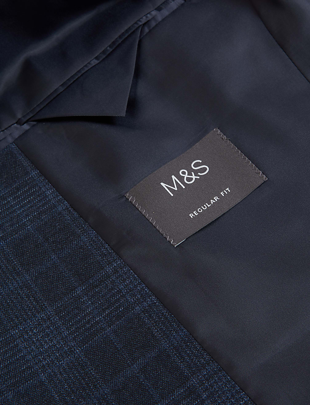 Regular Fit Check Suit Jacket with Stretch