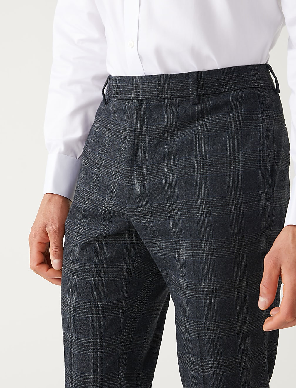 Slim Fit Check Suit Trousers