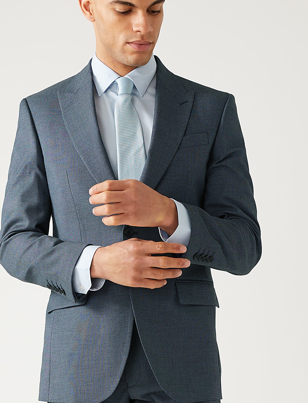 Regular Fit Textured Stretch Suit Jacket