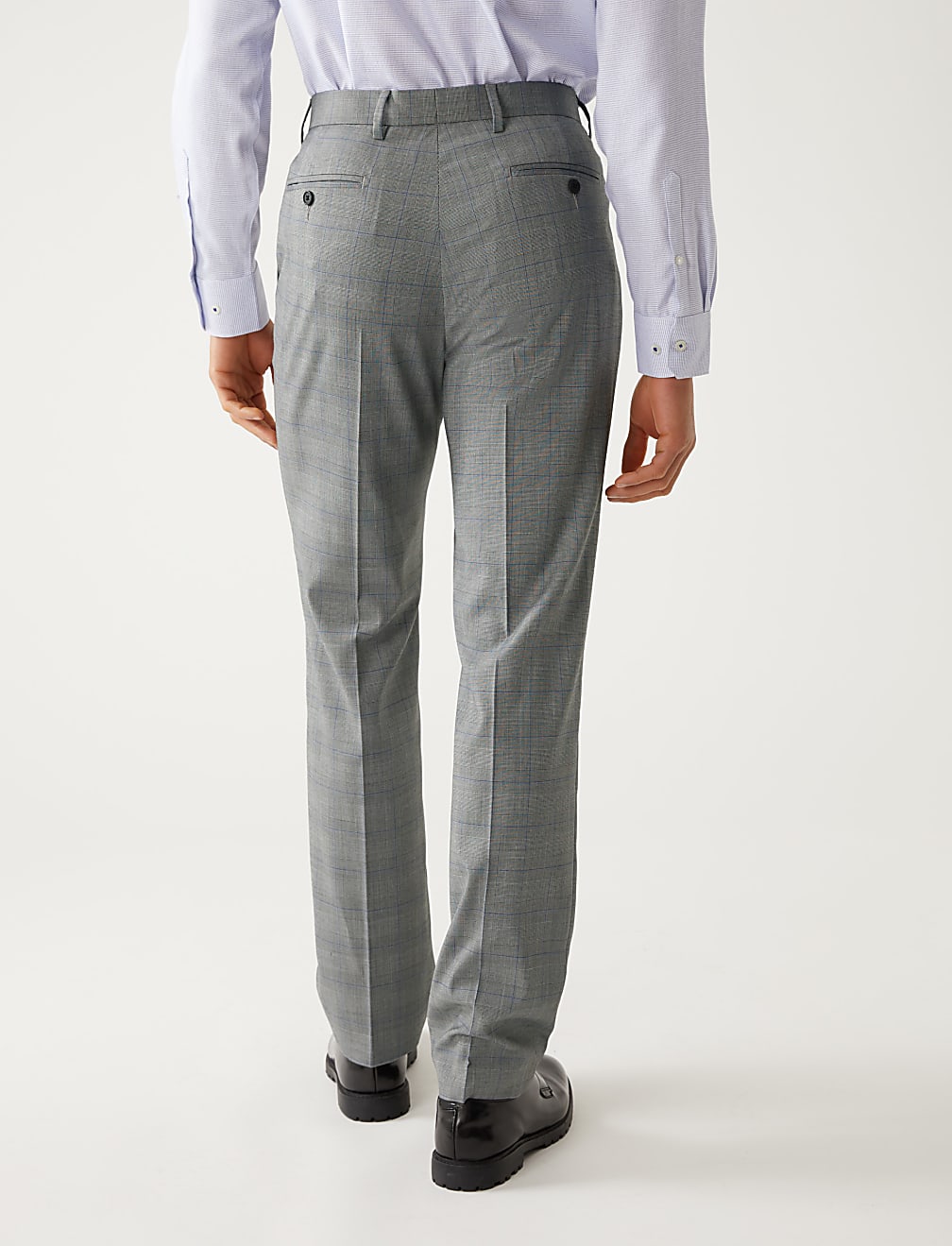 Regular Fit Prince of Wales Check Suit Trousers