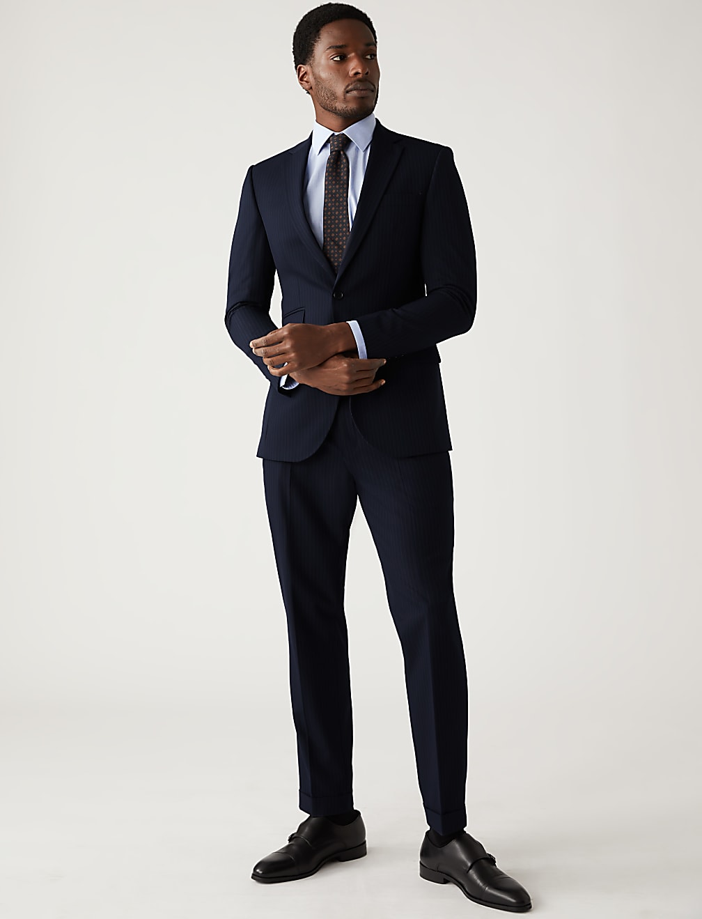 Slim Fit Pinstripe Stretch Suit Trousers