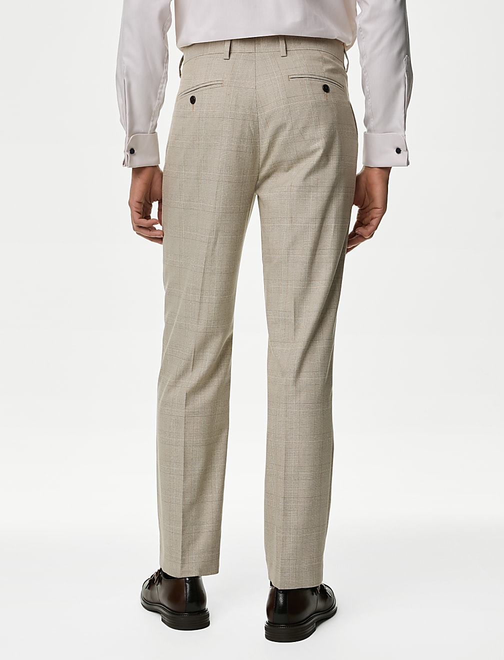 Regular Fit Check Stretch Suit Trousers