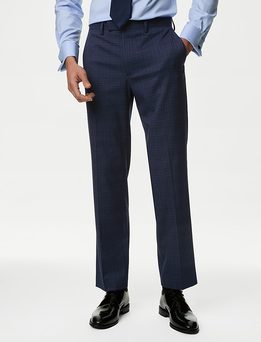 Regular Fit Check Stretch Suit Trousers