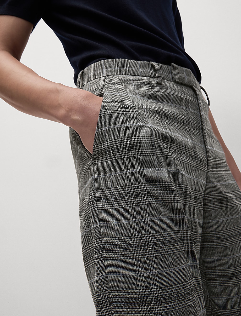 Regular Fit Check Stretch Suit Trousers