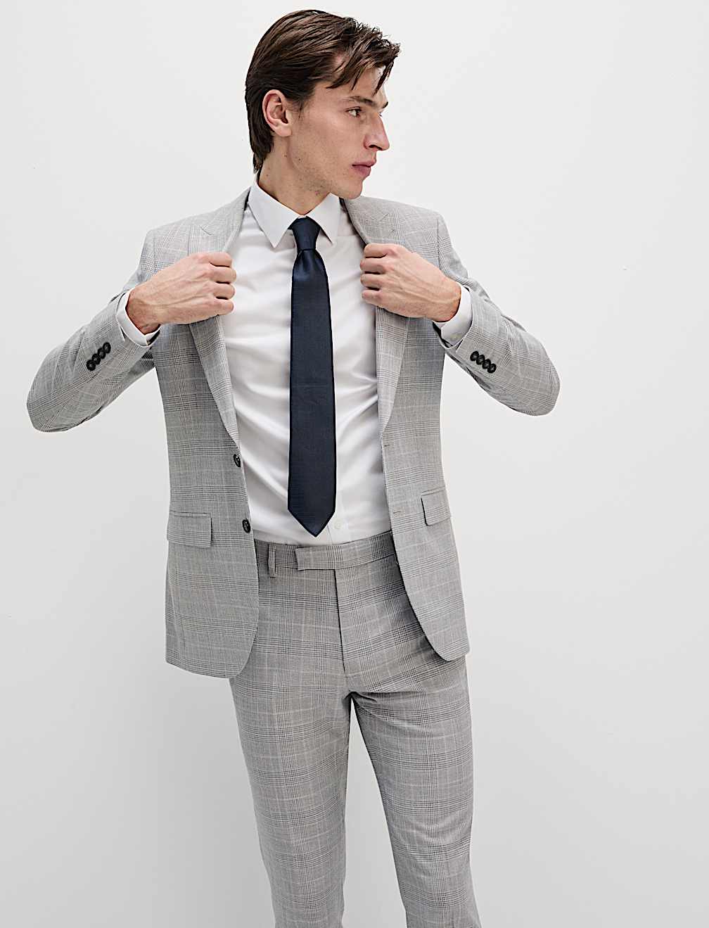 Slim Fit Prince of Wales Check Suit Jacket