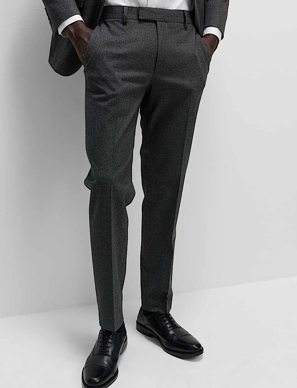 Slim Fit Puppytooth Stretch Suit Trousers