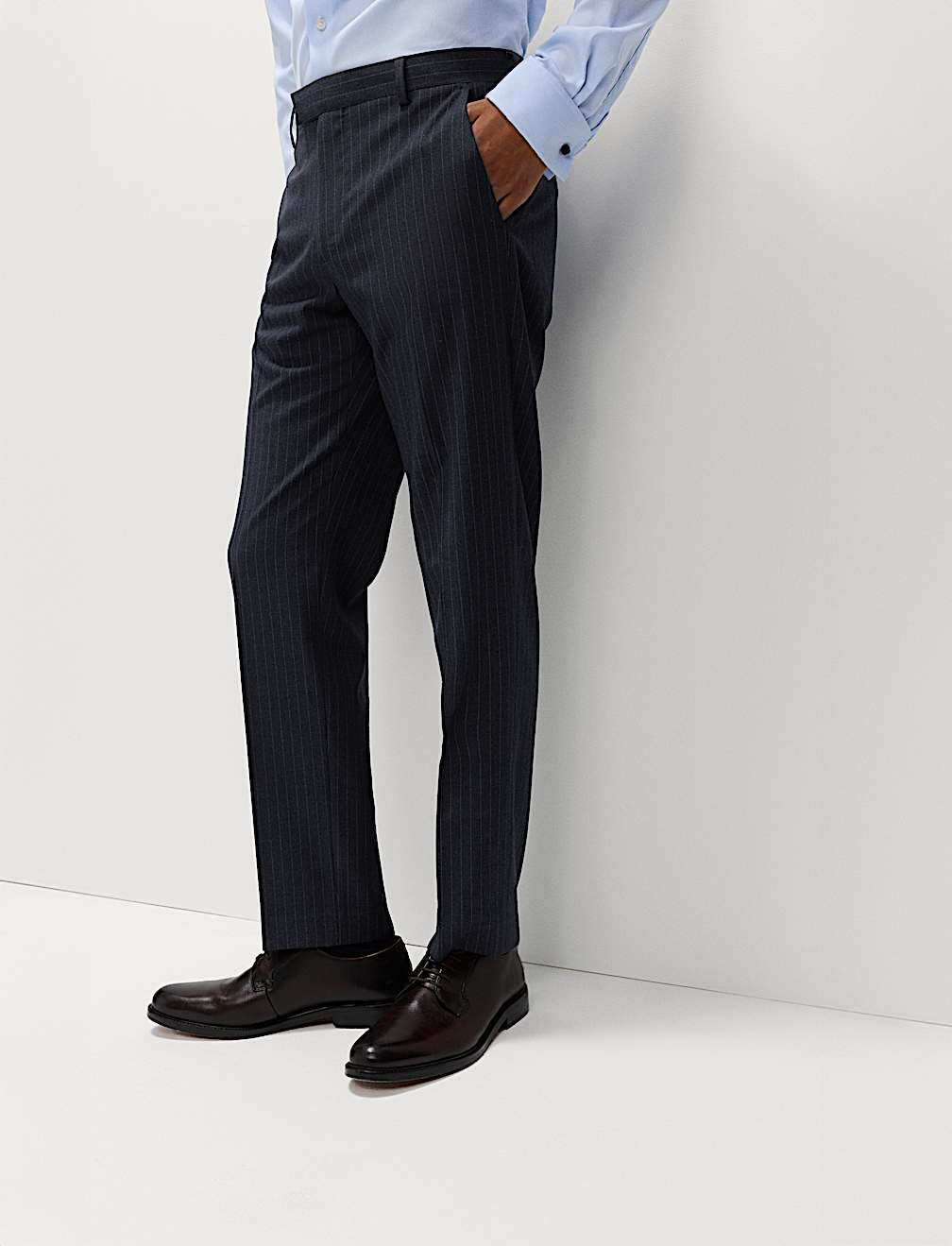 Regular Fit Pinstripe Stretch Suit Trousers