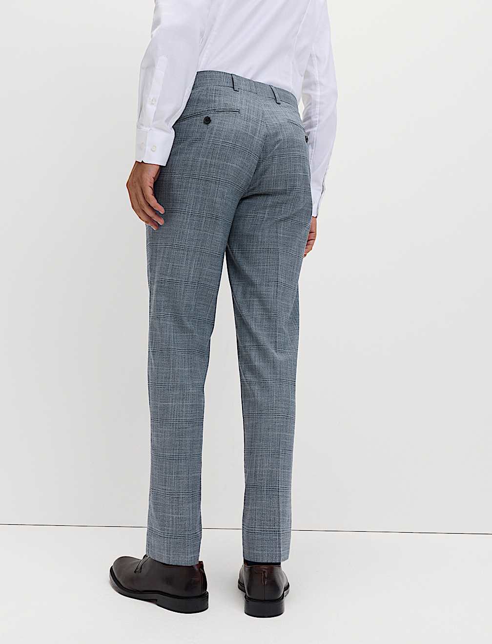 Tailored Fit Check Stretch Trousers