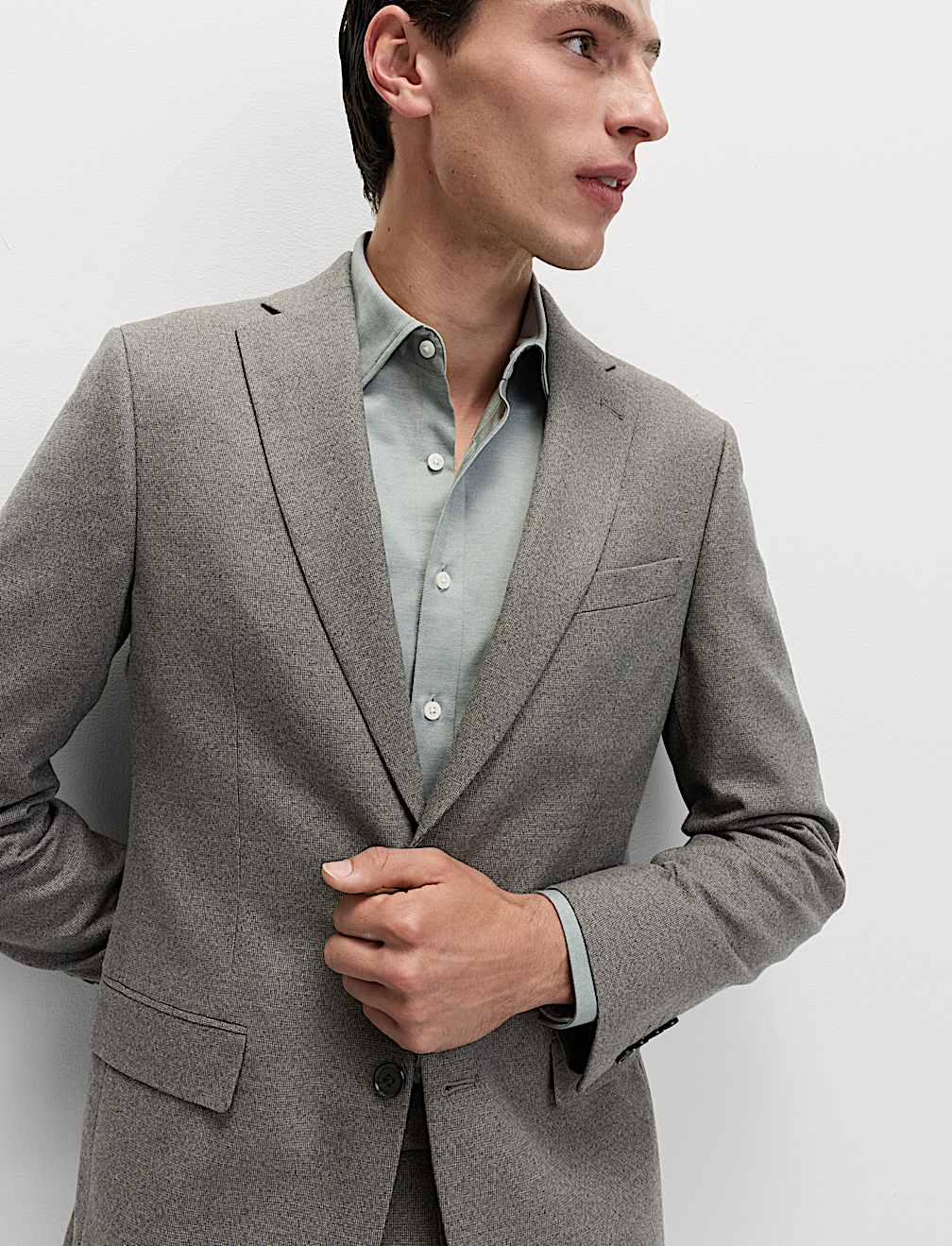 Tailored Fit Textured Stretch Suit Jacket