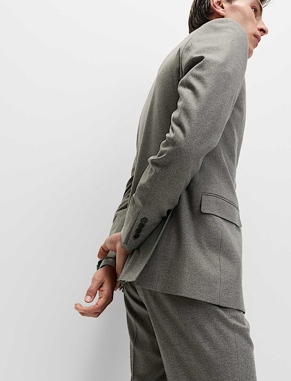 Tailored Fit Textured Stretch Suit Jacket