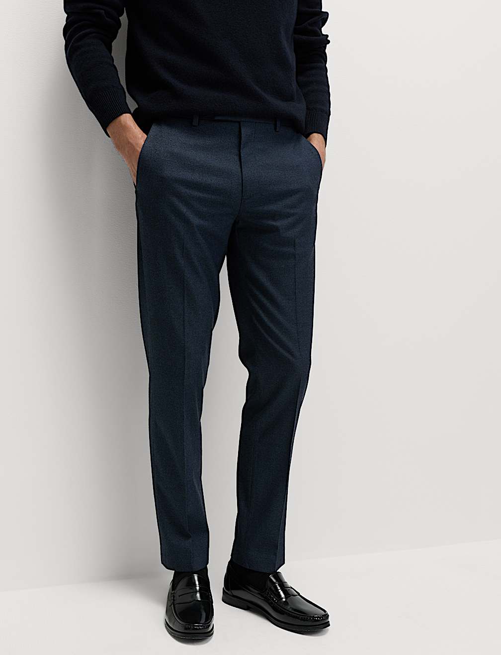 Slim Fit Flat Front Trousers
