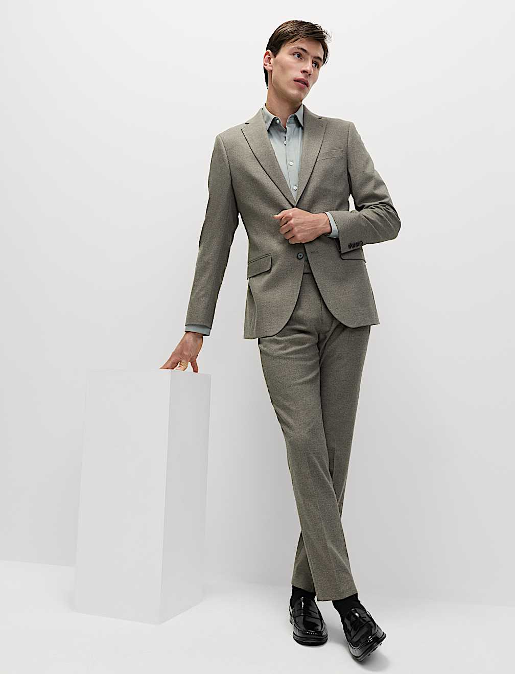 Slim Fit Flat Front Trousers
