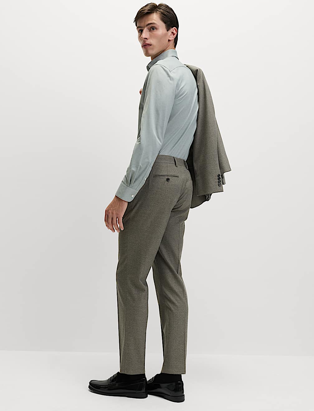 Slim Fit Flat Front Trousers