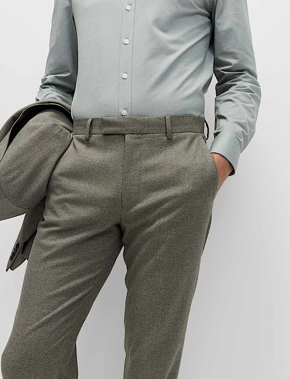 Slim Fit Flat Front Trousers