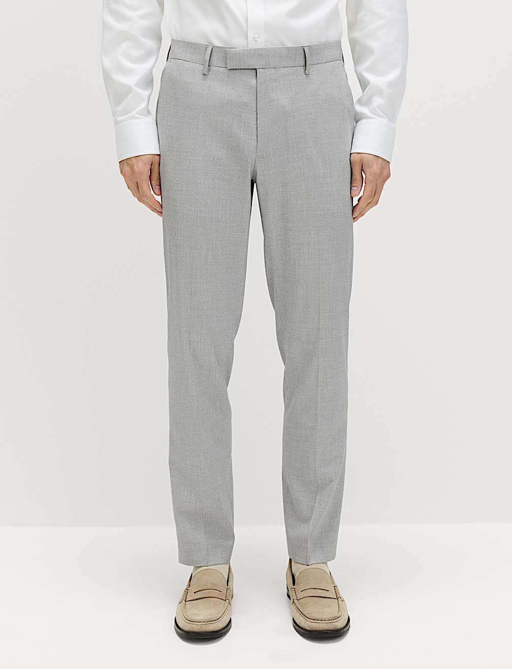 Tailored Fit Textured Stretch Suit Trousers