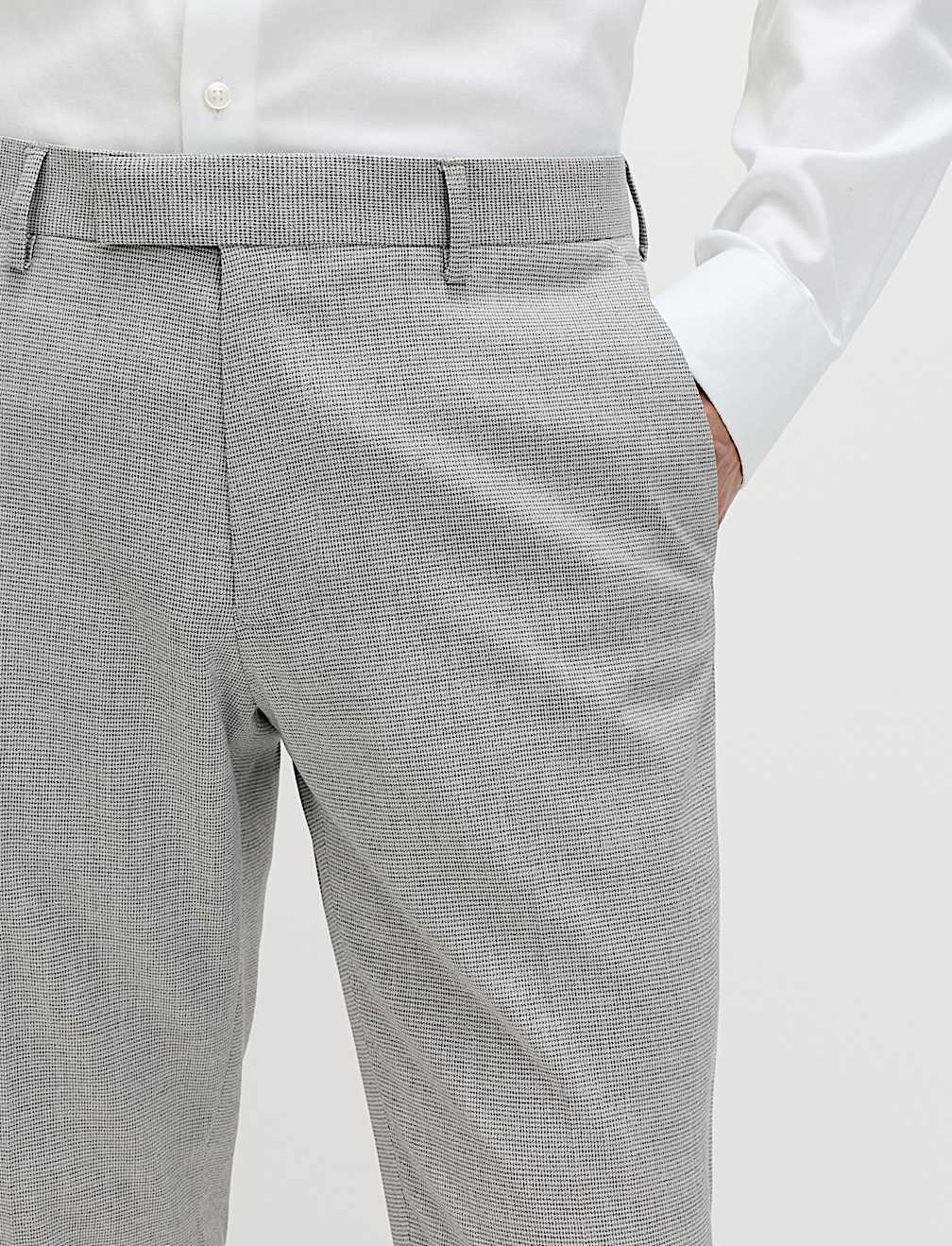 Tailored Fit Textured Stretch Suit Trousers