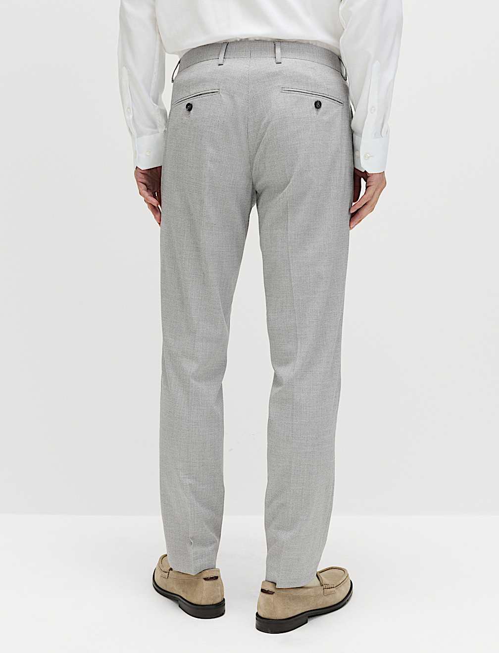 Tailored Fit Textured Stretch Suit Trousers