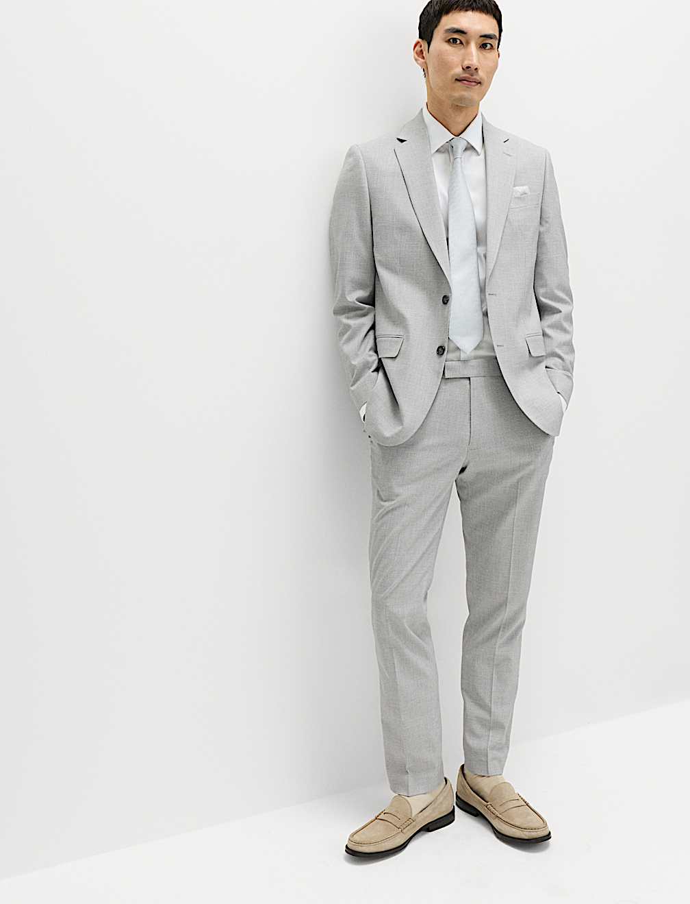 Tailored Fit Textured Stretch Suit Trousers
