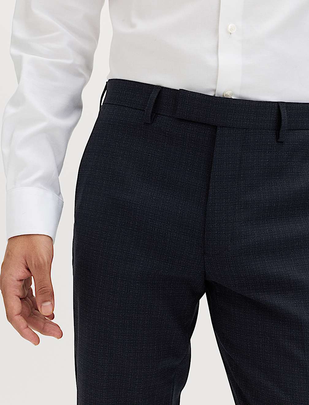 Slim Fit Textured Stretch Suit Trousers