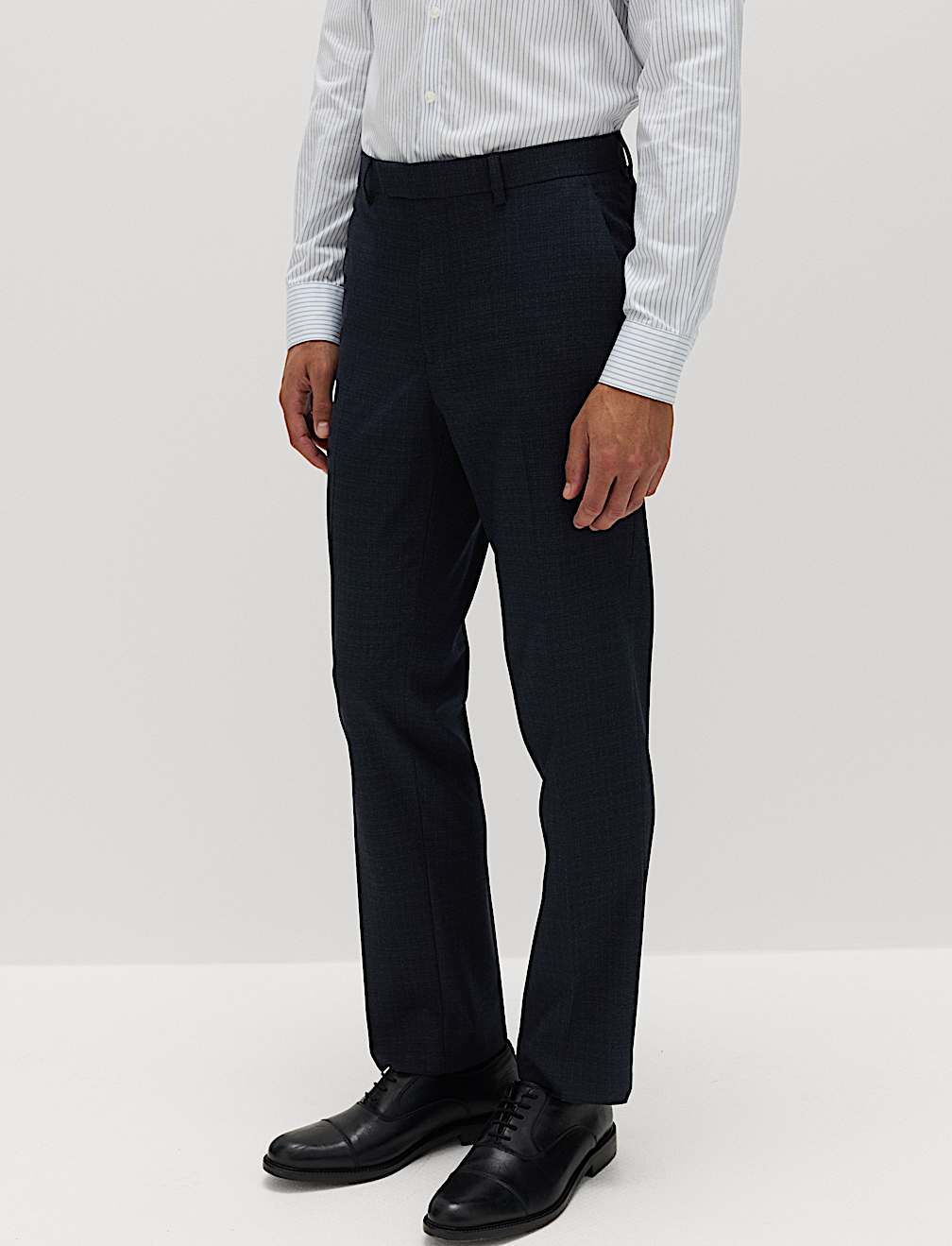 Regular Fit Textured Stretch Suit Trousers