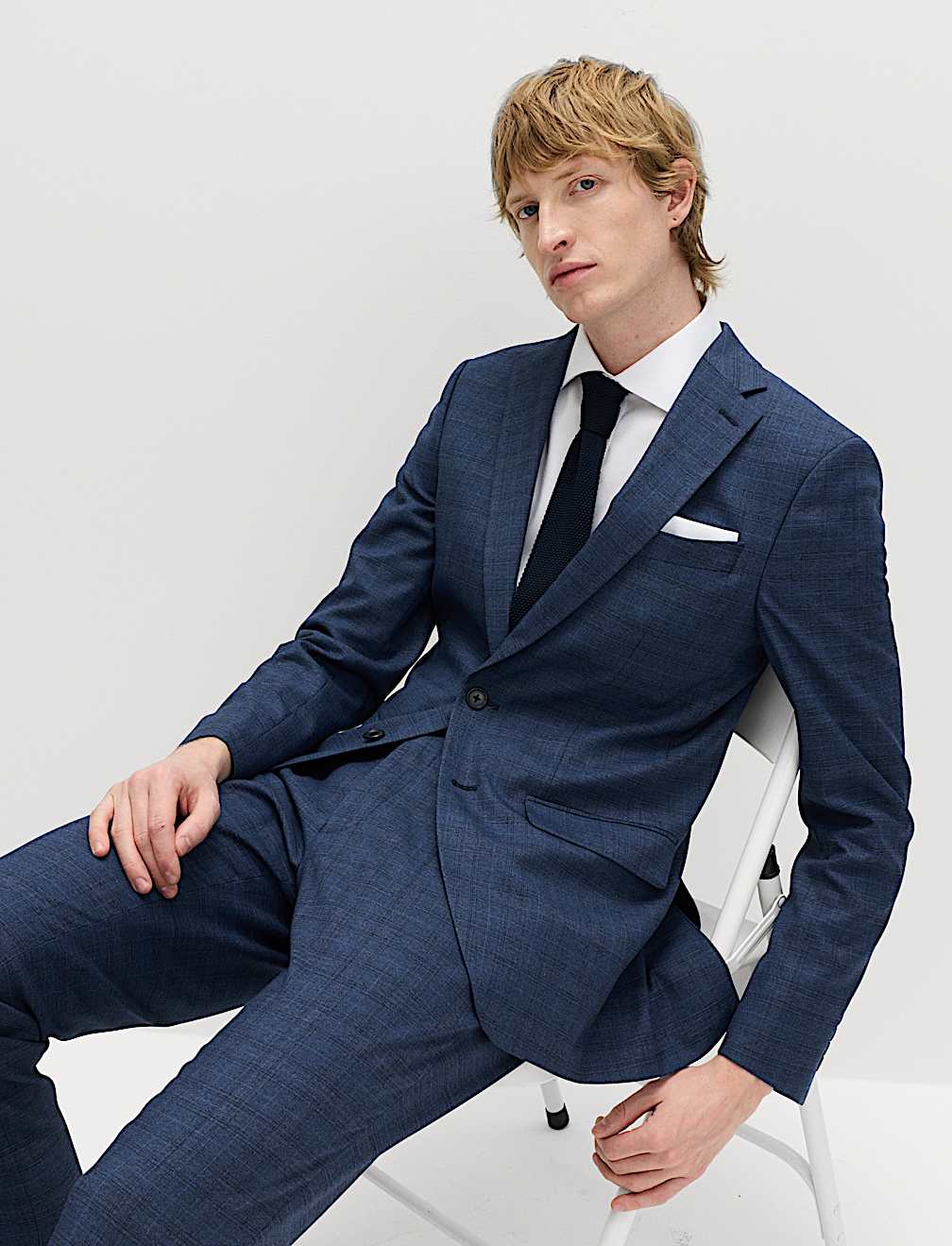 Slim Fit Textured Check Jacket