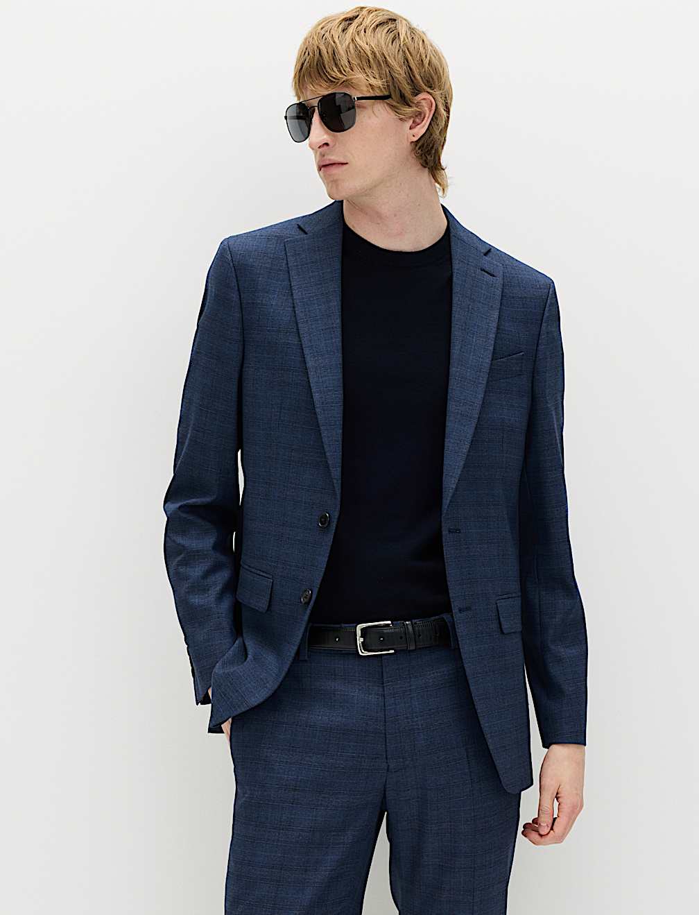 Slim Fit Textured Check Jacket