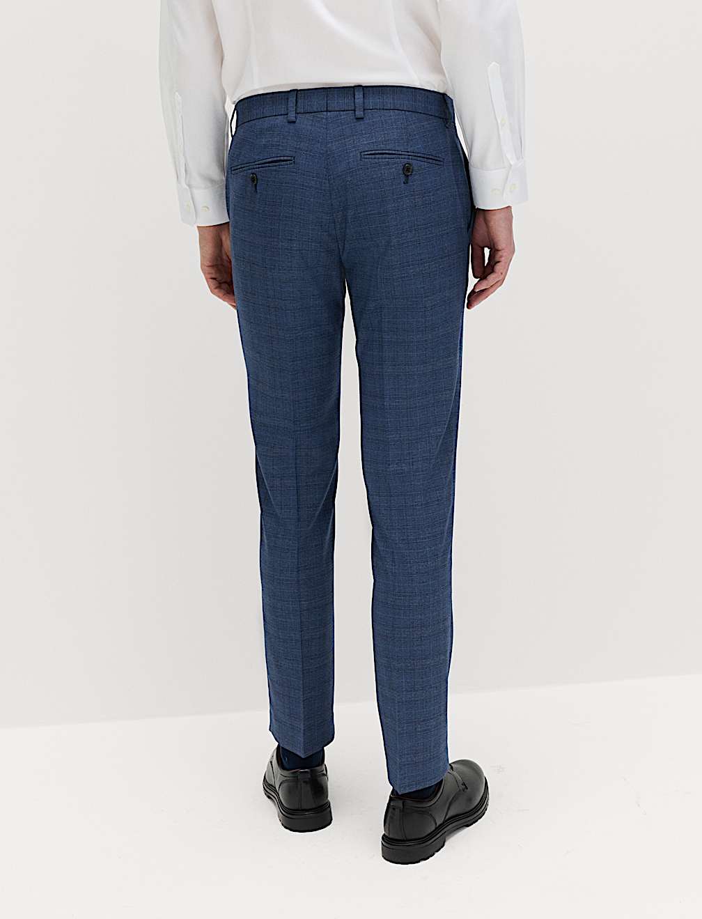 Slim Fit Textured Check Stretch Trousers