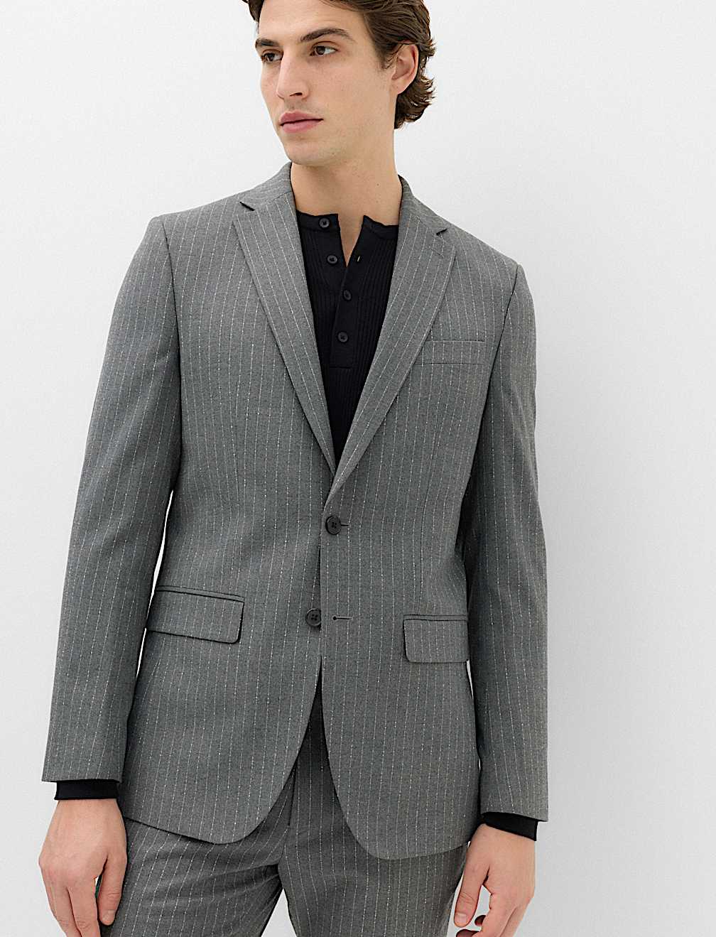 Slim Fit Pin Stripe Stretch Suit Jacket