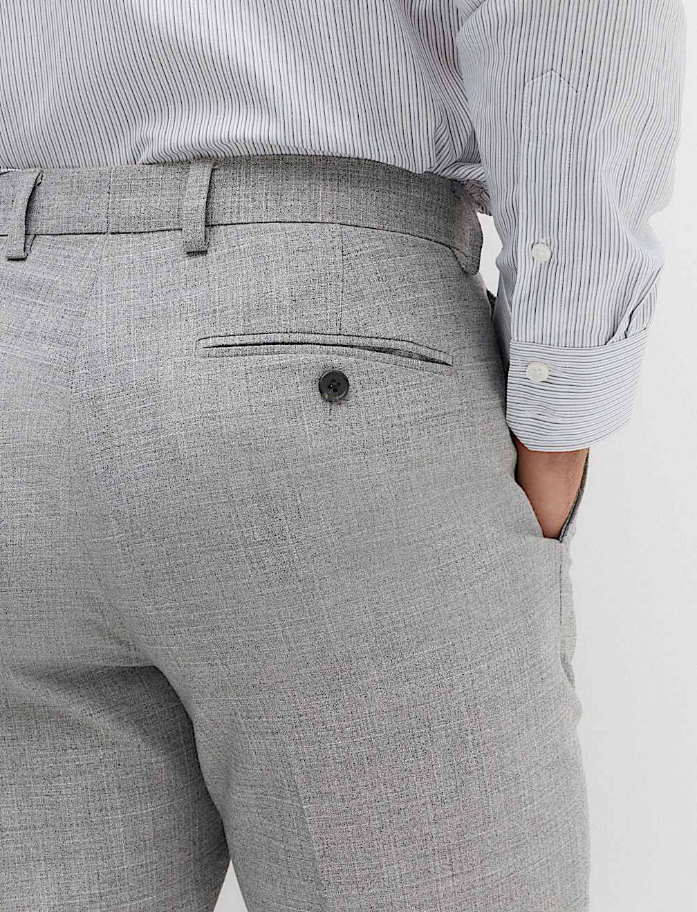 Regular Fit Textured Stretch Suit Trousers