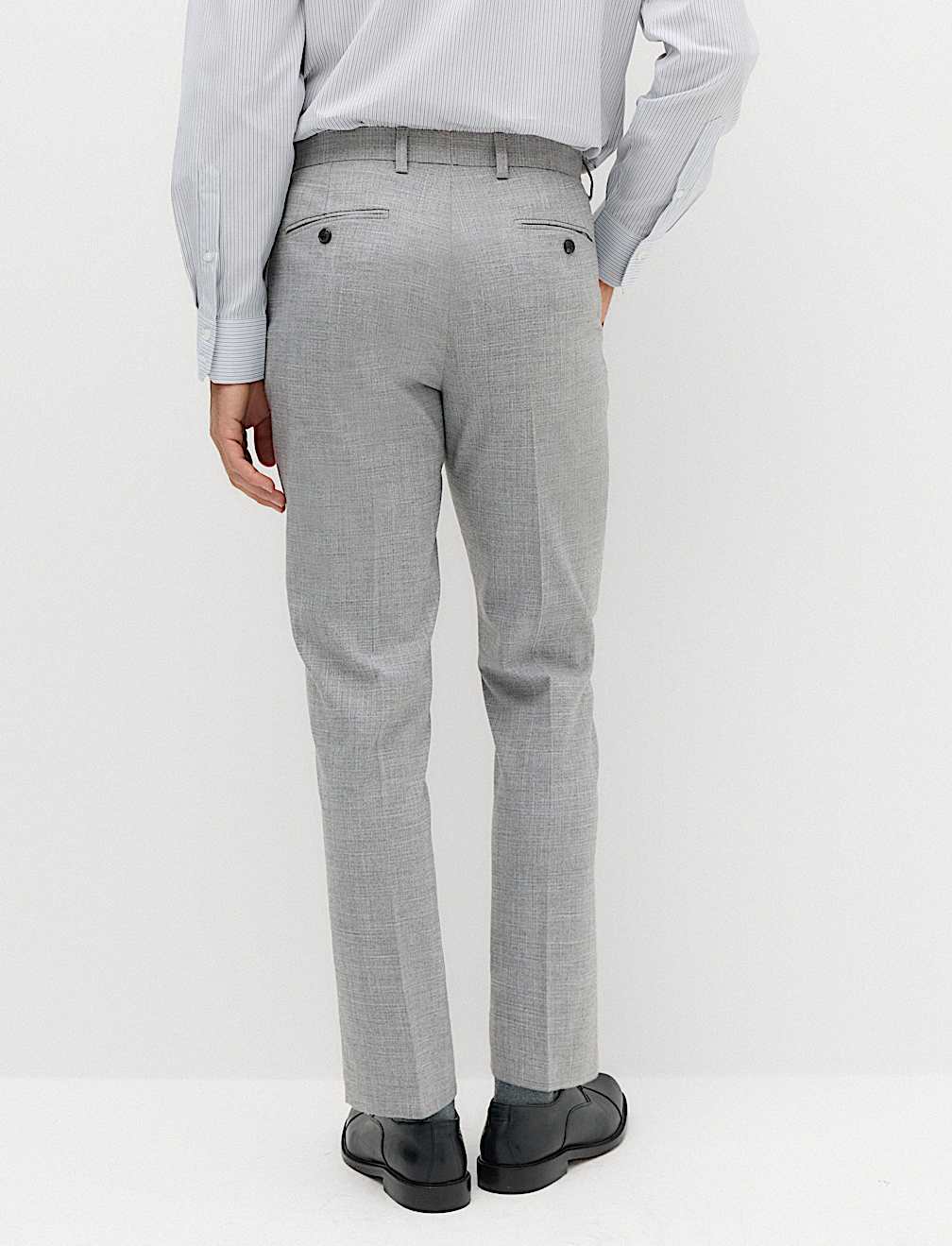 Regular Fit Textured Stretch Suit Trousers