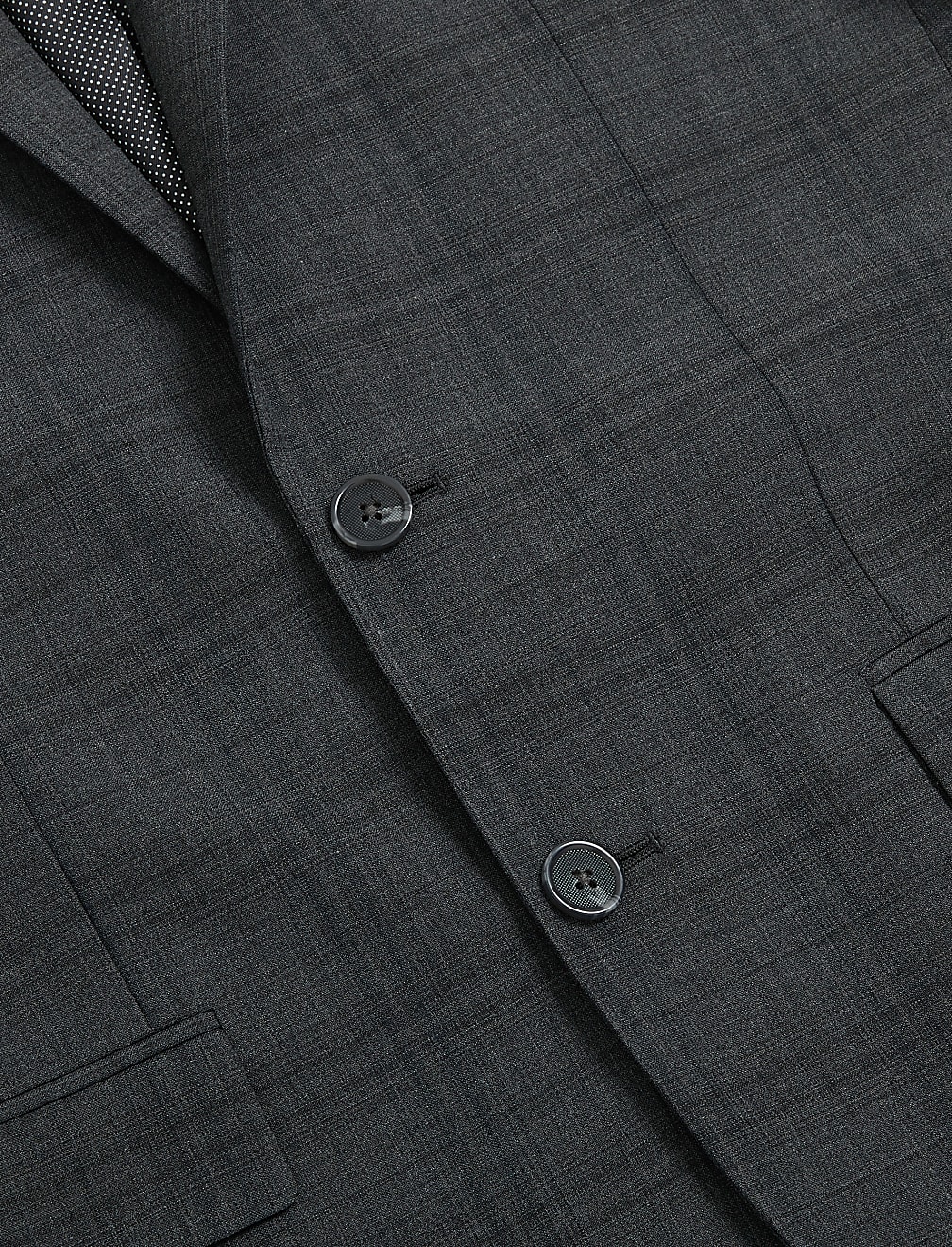 Charcoal Tailored Fit Wool Blend Check Suit Jacket