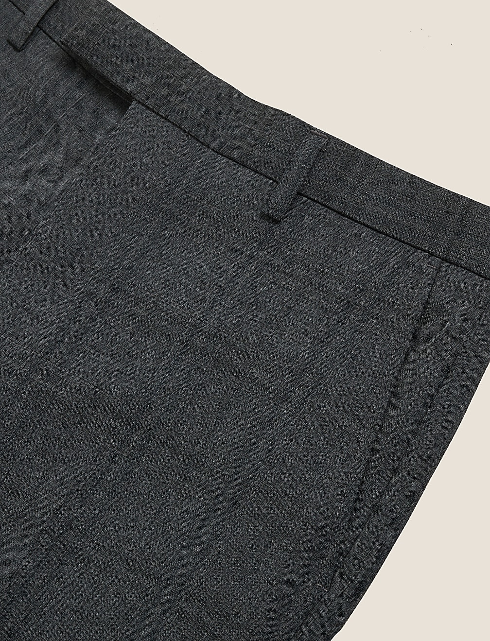 Tailored Fit Wool Blend Check Suit Trousers