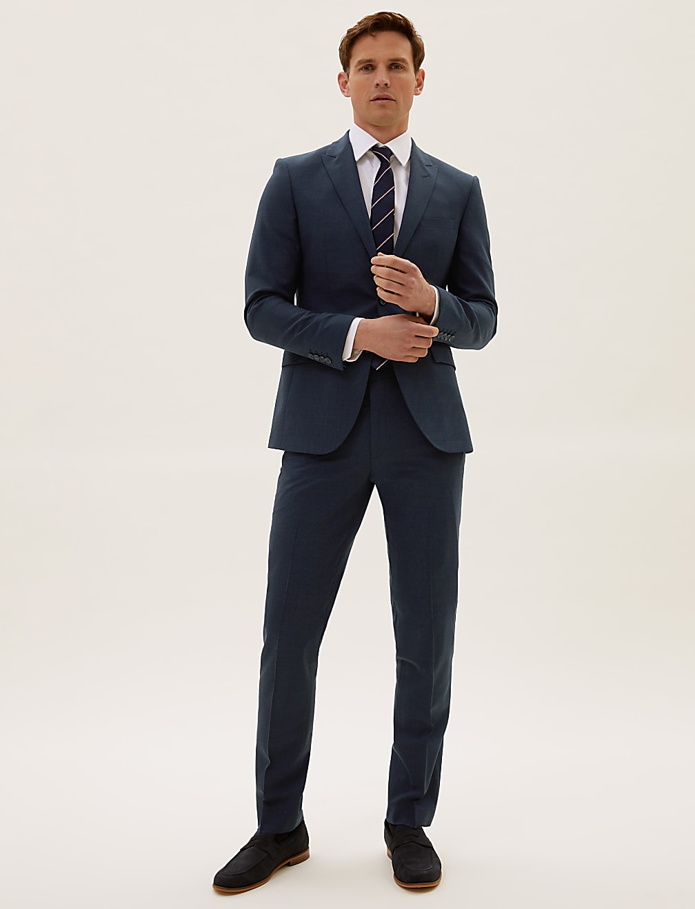 The Ultimate Navy Slim Fit Wool Pinstripe Jacket