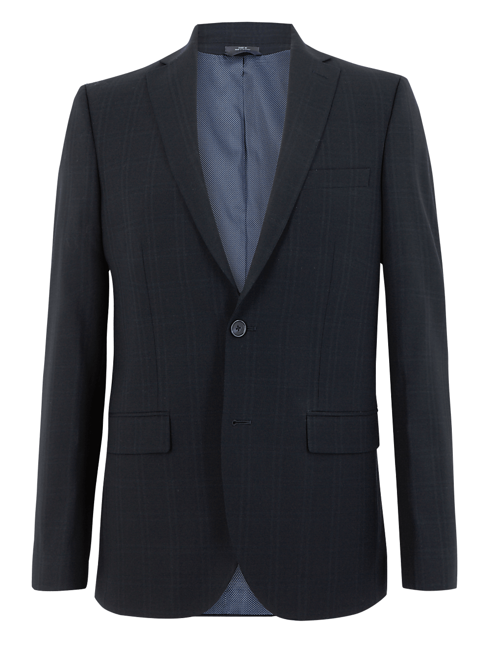 Navy Checked Tailored Fit Jacket