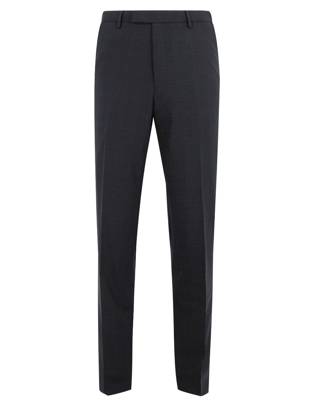 Navy Checked Tailored Fit Trousers